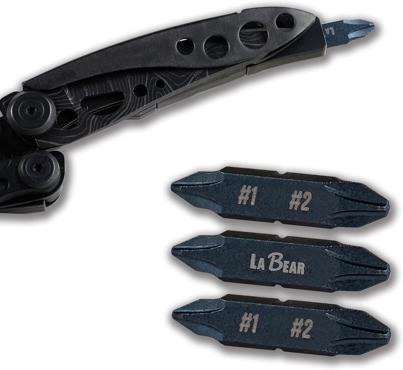 LABEAR - 3pcs Double-Ended Screwdriver Bit for Leatherman Multitool Accessories, #1-#2 Phillips Flat Screwdriver Bits (Not Included SKELETOOLS) - Image 1